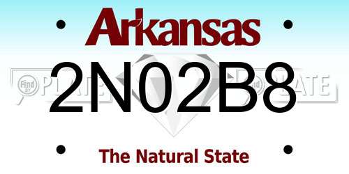 2N02B8 Arkansas License Plate
