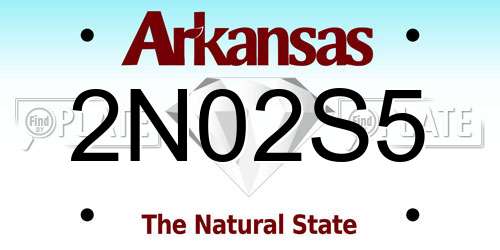 2N02S5 Arkansas License Plate