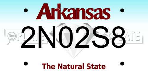 2N02S8 Arkansas License Plate