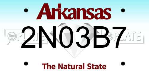 2N03B7 Arkansas License Plate