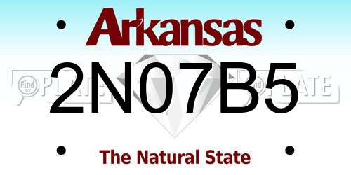 2N07B5 Arkansas License Plate