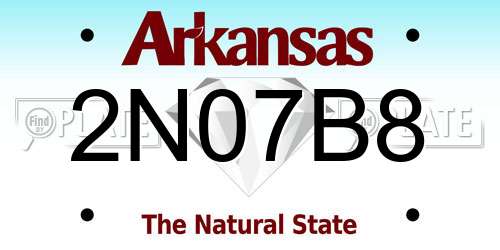 2N07B8 Arkansas License Plate