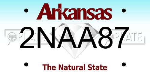 2NAA87 Arkansas License Plate