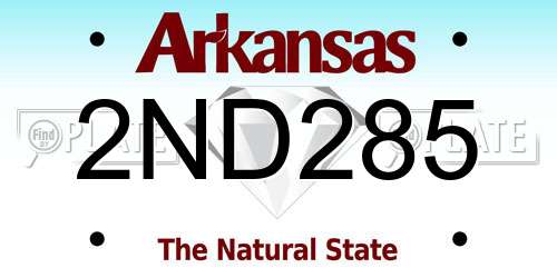 2ND285 Arkansas License Plate