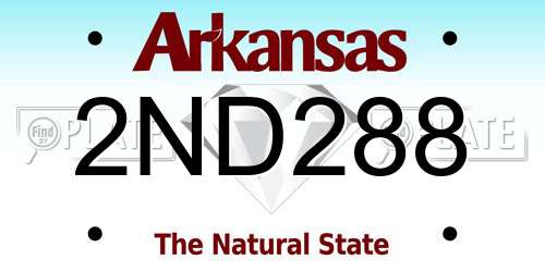 2ND288 Arkansas License Plate