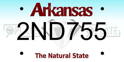 2ND755 Arkansas License Plate