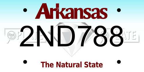 2ND788 Arkansas License Plate