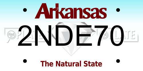 2NDE70 Arkansas License Plate