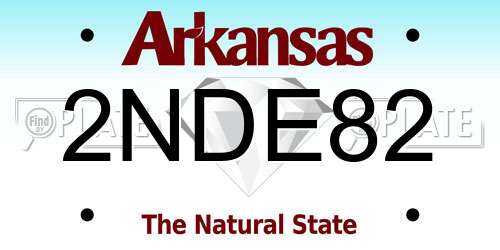 2NDE82 Arkansas License Plate