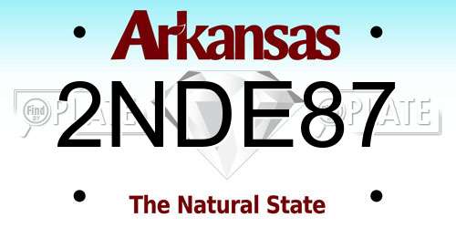 2NDE87 Arkansas License Plate