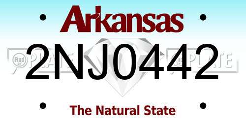 2NJ0442 Arkansas License Plate