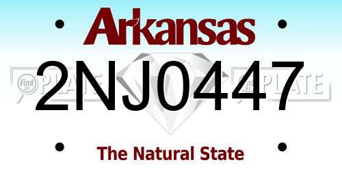 2NJ0447 Arkansas License Plate