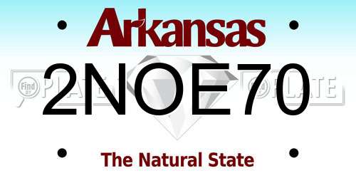 2NOE70 Arkansas License Plate
