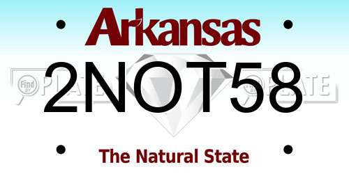 2NOT58 Arkansas License Plate