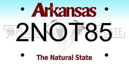 2NOT85 Arkansas License Plate