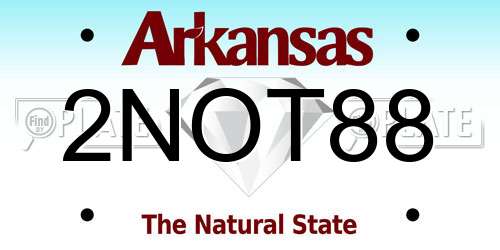 2NOT88 Arkansas License Plate