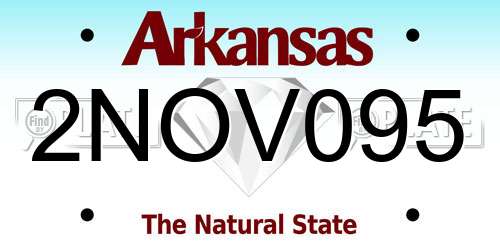 2NOV095 Arkansas License Plate