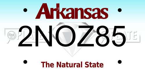 2NOZ85 Arkansas License Plate