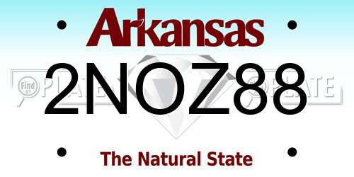 2NOZ88 Arkansas License Plate