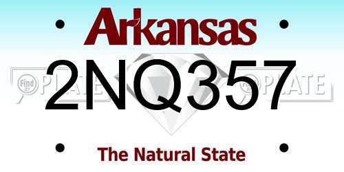 2NQ357 Arkansas License Plate