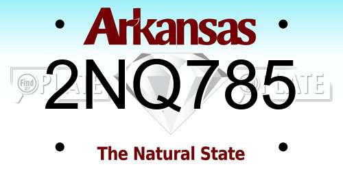 2NQ785 Arkansas License Plate