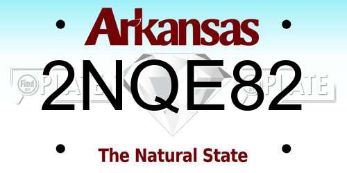 2NQE82 Arkansas License Plate