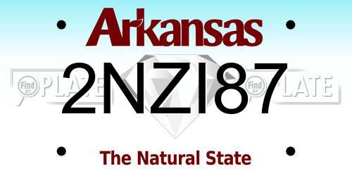 2NZI87 Arkansas License Plate