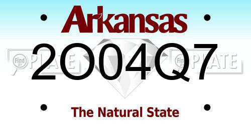 2O04Q7 Arkansas License Plate