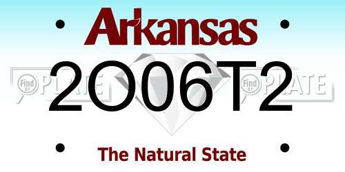 2O06T2 Arkansas License Plate