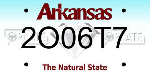 2O06T7 Arkansas License Plate
