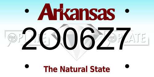 2O06Z7 Arkansas License Plate