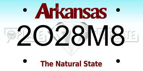 2O28M8 Arkansas License Plate