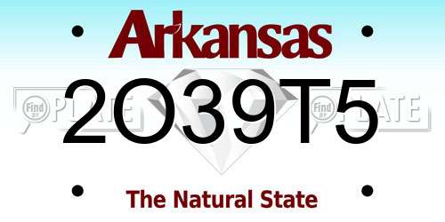 2O39T5 Arkansas License Plate