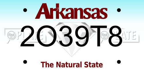 2O39T8 Arkansas License Plate