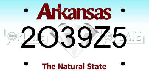 2O39Z5 Arkansas License Plate