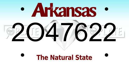 2O47622 Arkansas License Plate
