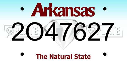 2O47627 Arkansas License Plate