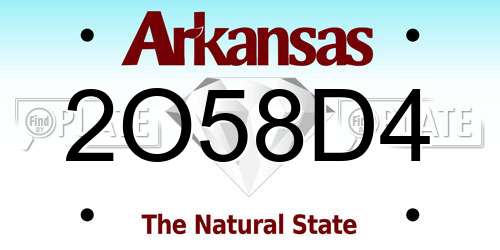 2O58D4 Arkansas License Plate