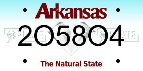 2O58O4 Arkansas License Plate