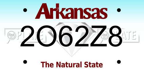 2O62Z8 Arkansas License Plate