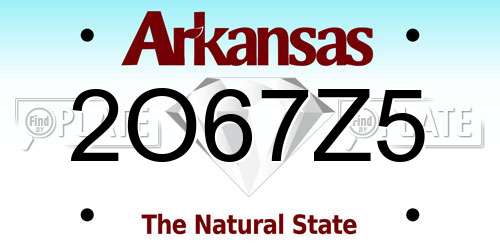 2O67Z5 Arkansas License Plate