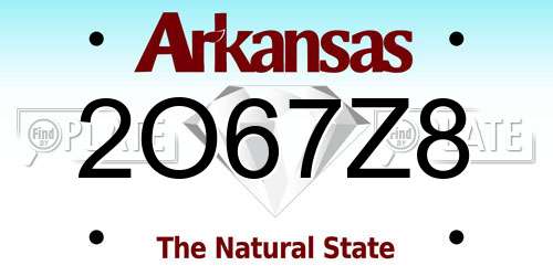 2O67Z8 Arkansas License Plate