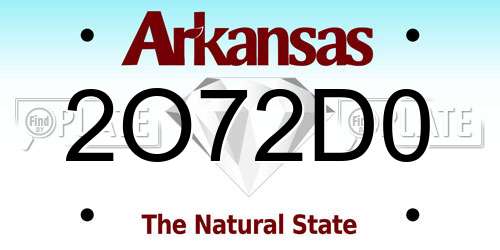 2O72D0 Arkansas License Plate