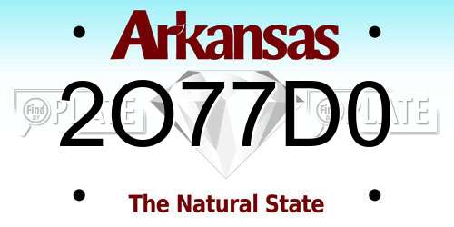 2O77D0 Arkansas License Plate
