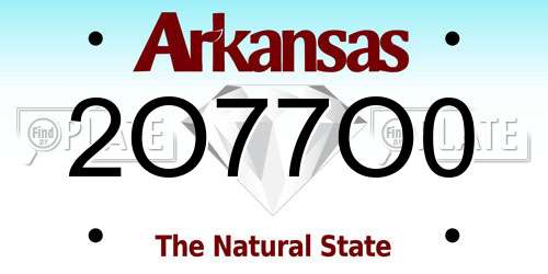 2O77O0 Arkansas License Plate