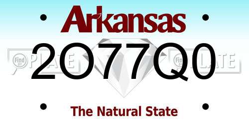 2O77Q0 Arkansas License Plate