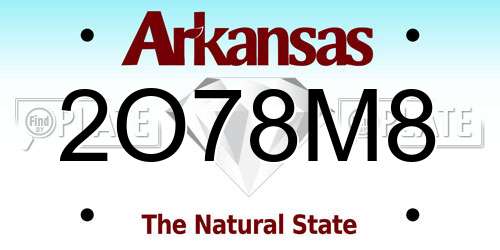 2O78M8 Arkansas License Plate