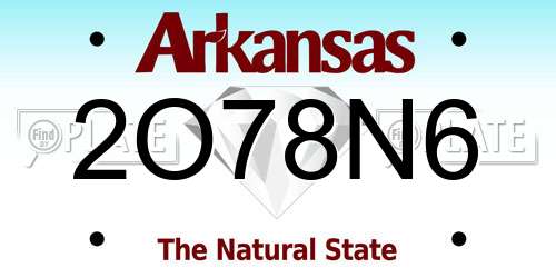 2O78N6 Arkansas License Plate