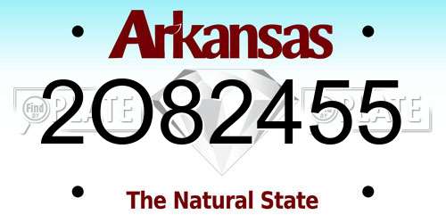 2O82455 Arkansas License Plate