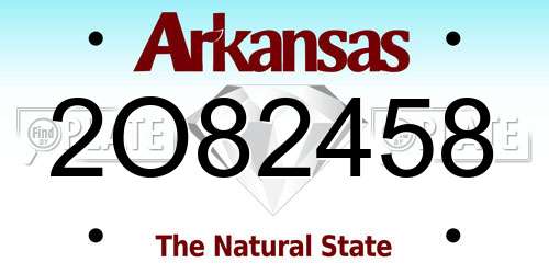 2O82458 Arkansas License Plate